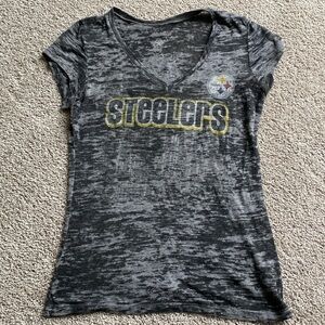 Pittsburgh Steelers Women’s Thin T Shirt Grey Gray Medium or Large